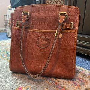 VINTAGE Dooney & Bourke Shoulder Bag Purse Tote Leather Brown Tan